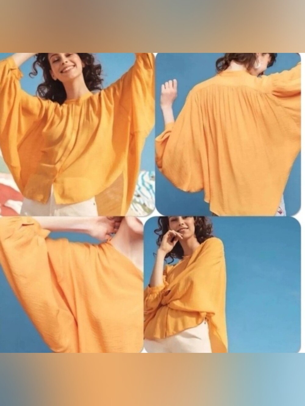 Maeve Women's Billowy Tunic Top in Golden Yellow - Relaxed Button-Front